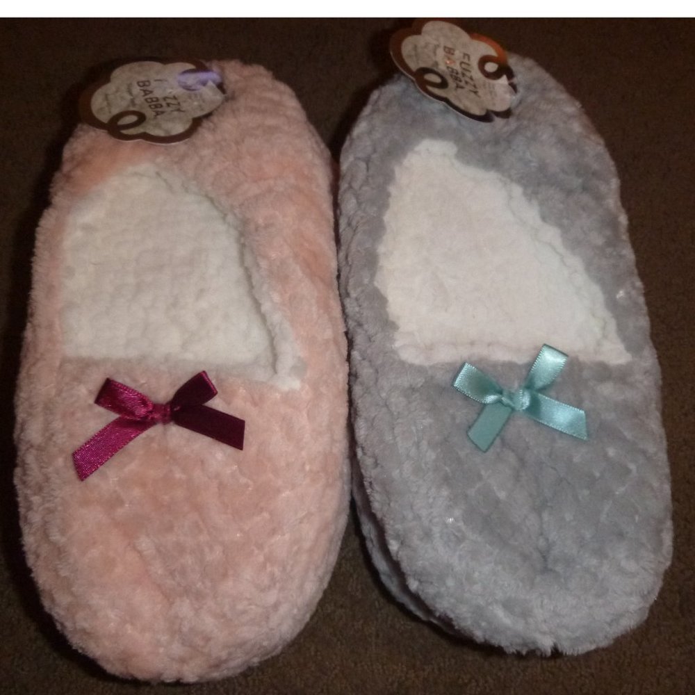 2 Pairs of Fuzzy Babba Loafer Slippers Sz S/M Nwt